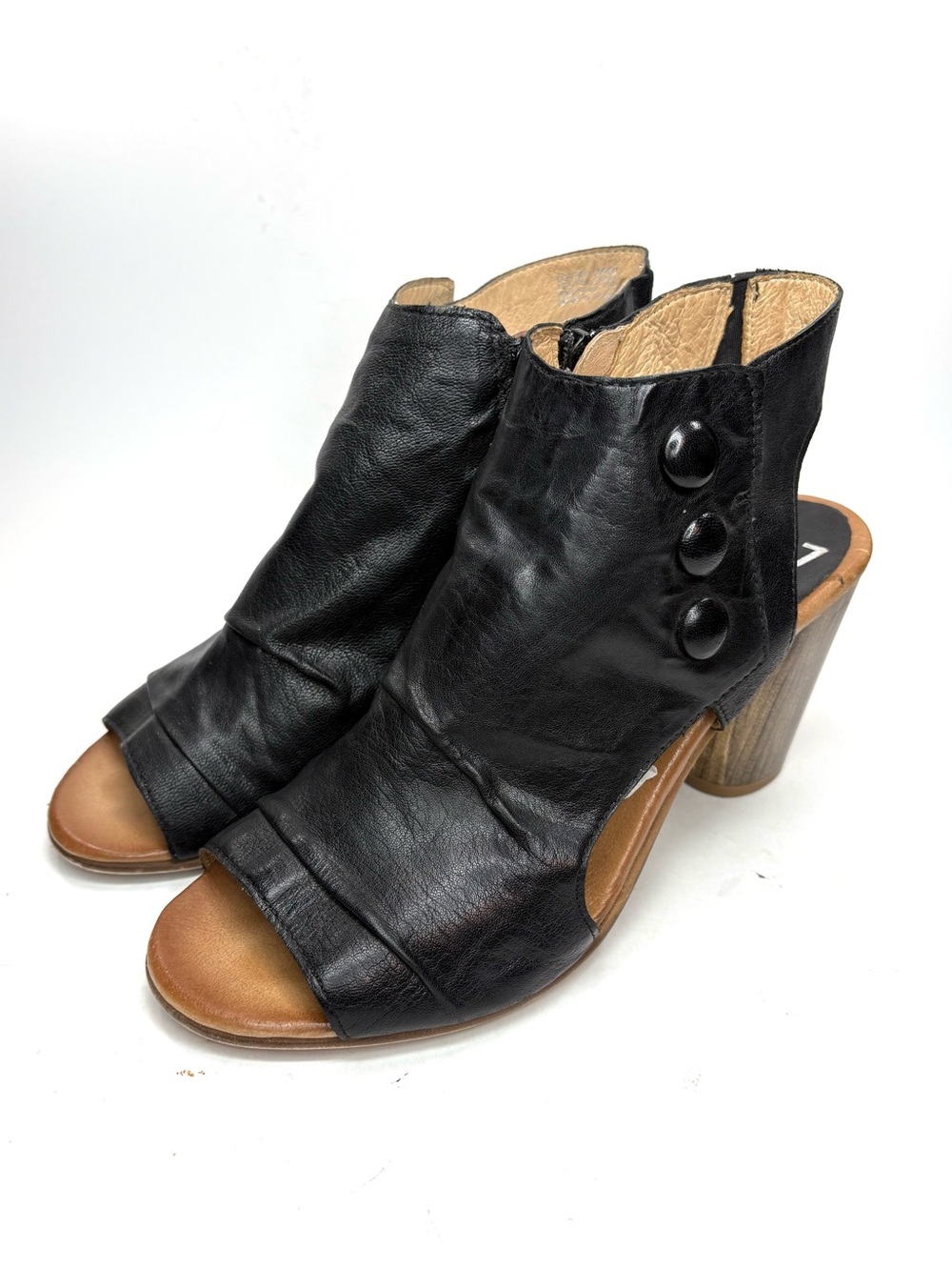 Miz Mooz Black Leather Slingback Heeled Sandals | 41